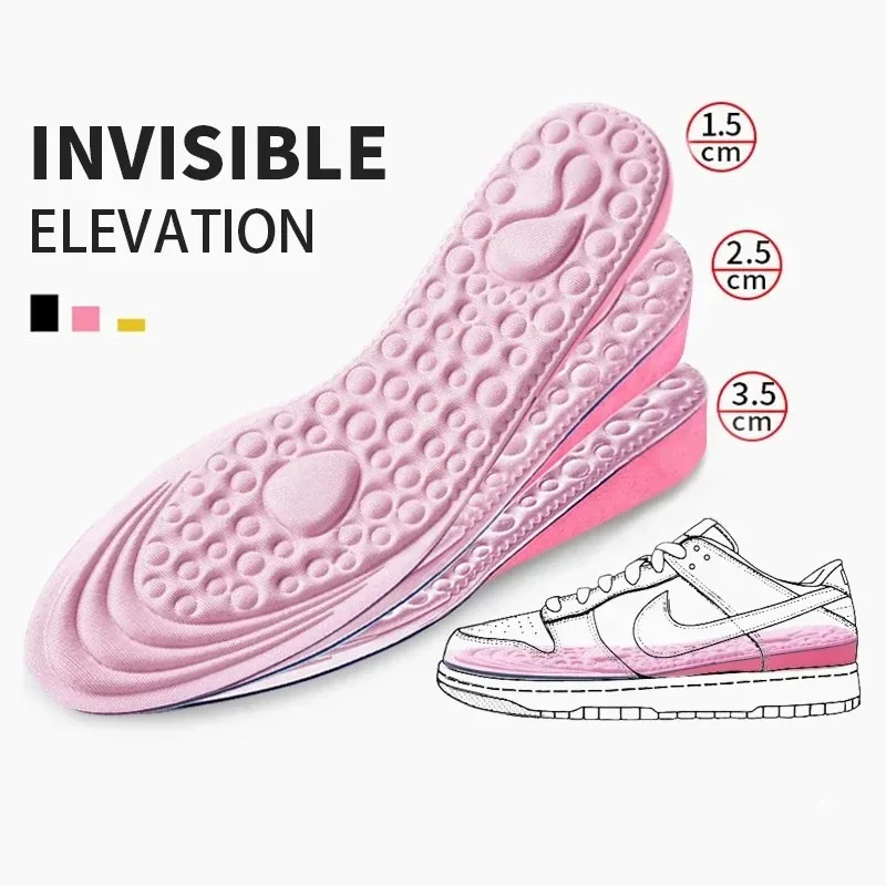 1Pair Height Increased Insoles for Women Shoes Inner Sole Shoe Insert Lift Heel Comfort EVA Heightening Feet Care Insoles