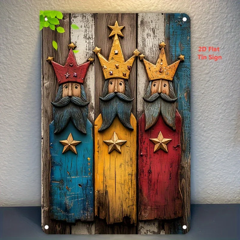 Raumdekoration Vintage Apokalypse mit drei Königen Tag 2D-Wandkunst aus Holz Weihnachten religiöse Krippe Festival DIY-Dekoration
