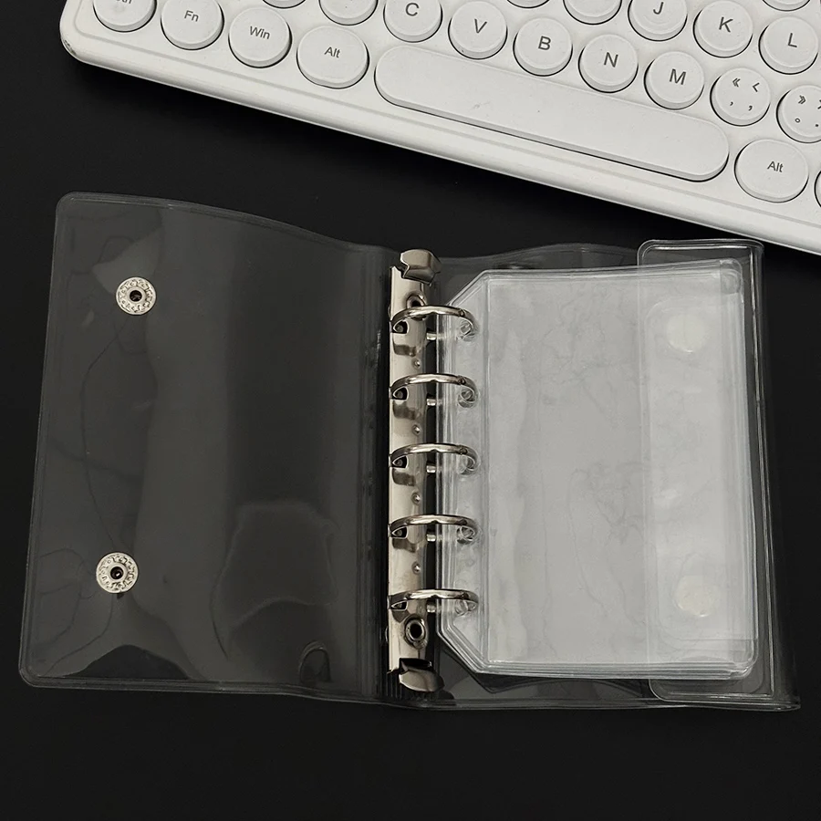 Sharkbang 5pcs A5/A6/M5 PVC 바인더 리필 가방 PVC 티켓 스티커 보관 가방 6 홀 저널 투명 주최자