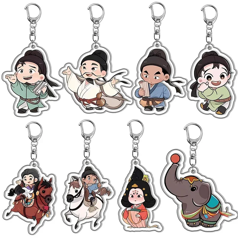 

Chinese Anime Chang An Keychain Ancient Chinese Poet Poetry Saint Li Bai Pendant Car Key Chain Bag Accessories Cosplay Jewelry