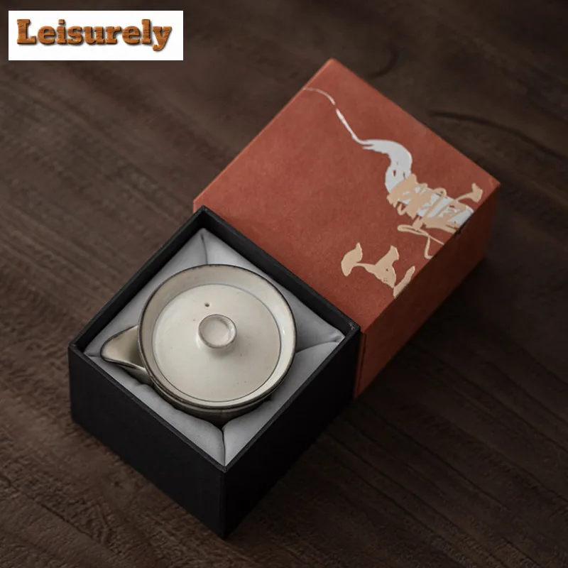 130ml Ink Rhythm Hand Grab Teapot Antique Tea Infuser Pot Tea Soaking Kettle With Strainer Tea Ceremony Accessories Ornaments