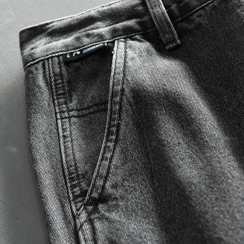 2024 Spring New Vintage Washed Tapered Jeans for Men Clothing Soft 100% Cotton Casual Streetwear Men Pants AG7110