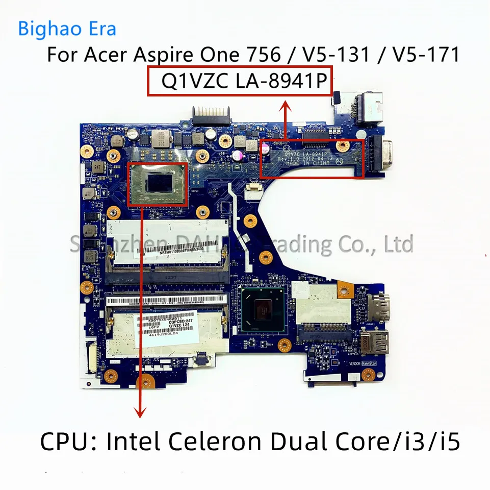 

Q1VZC LA-8941P для ACER Aspire One 756 LA-8943P V5-131 материнская плата для ноутбука с процессором Intel i3 i5 DDR3 NB.M3A11.00L 100% Новинка