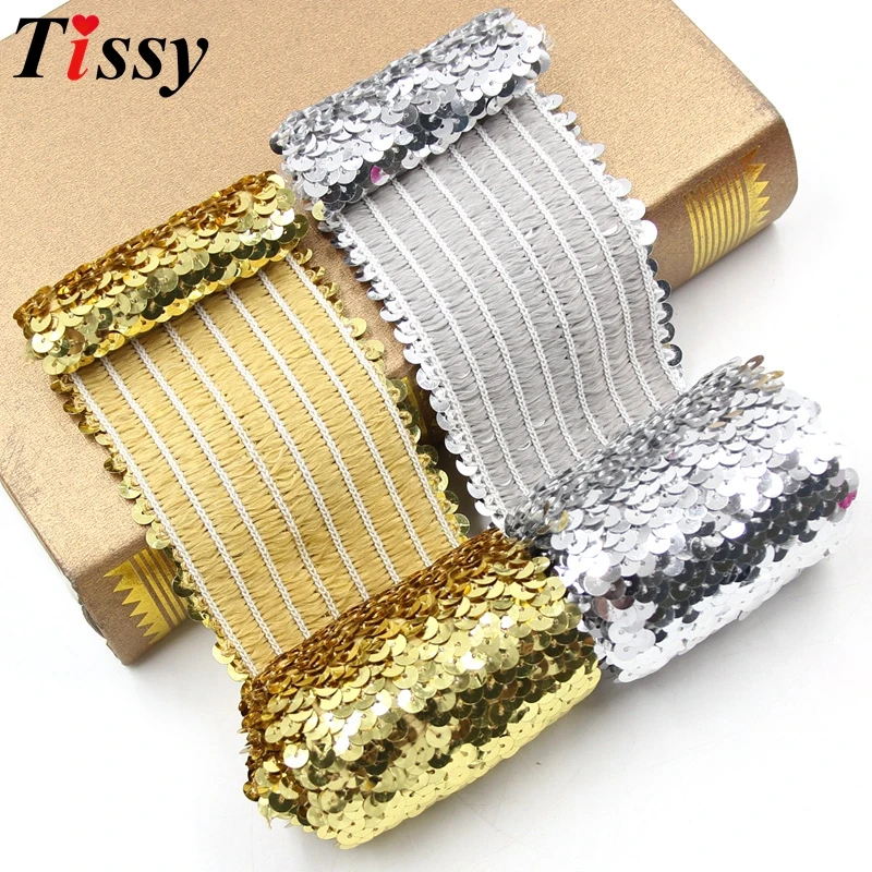 1 Meter Elastic Sequin Trim Lace Ribbon for DIY Crafts and Party Decor