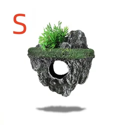 Floating Stone Fish Tank Ornaments - Decorative Aquarium Plants & Caverns Accessories (S)