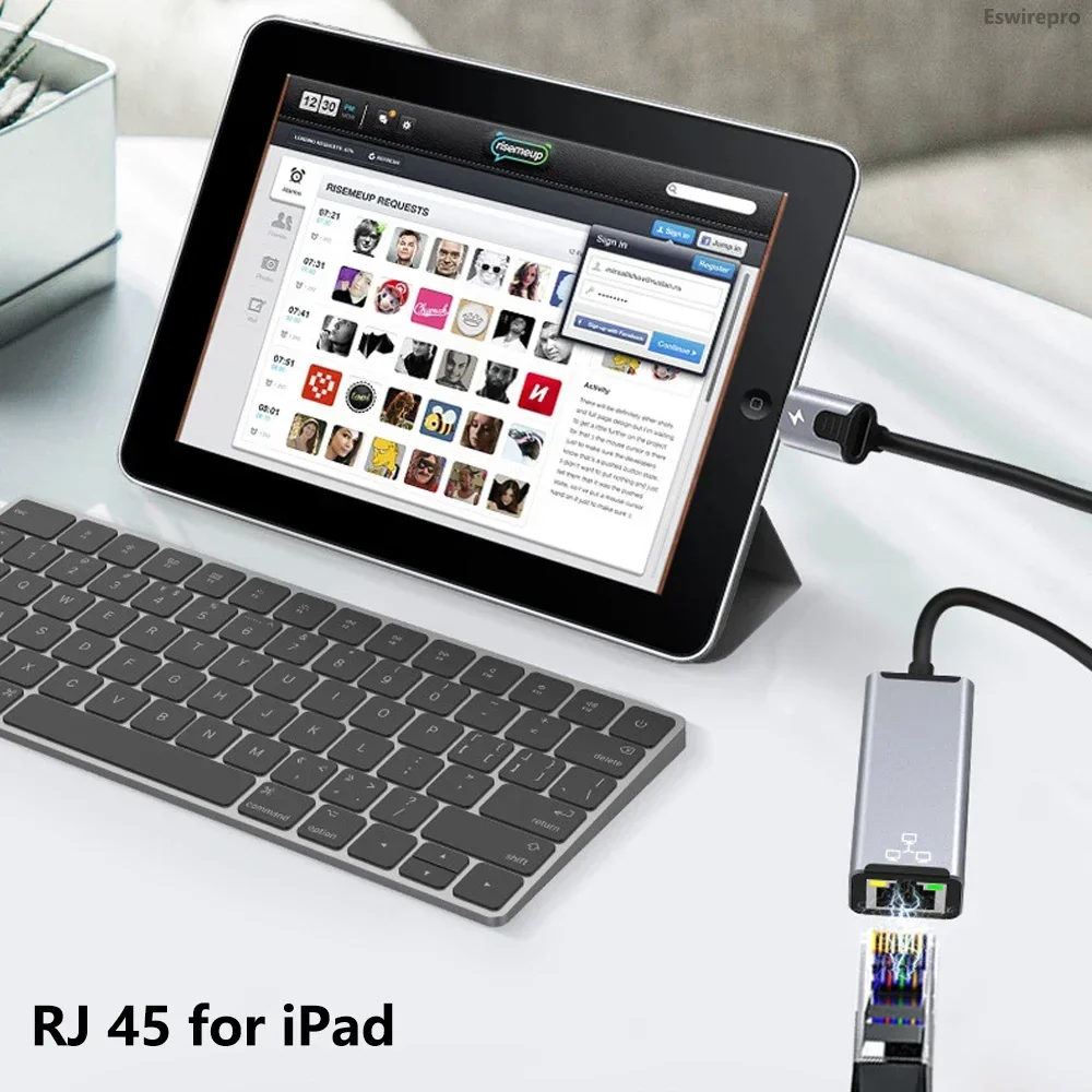 10/100Mbps RJ45 for Lightning iPhone 14 13 12 11 8 7 6 5 /iPad/iPod Ethernet LAN Network Adapter with Charging Adapter Port 20W