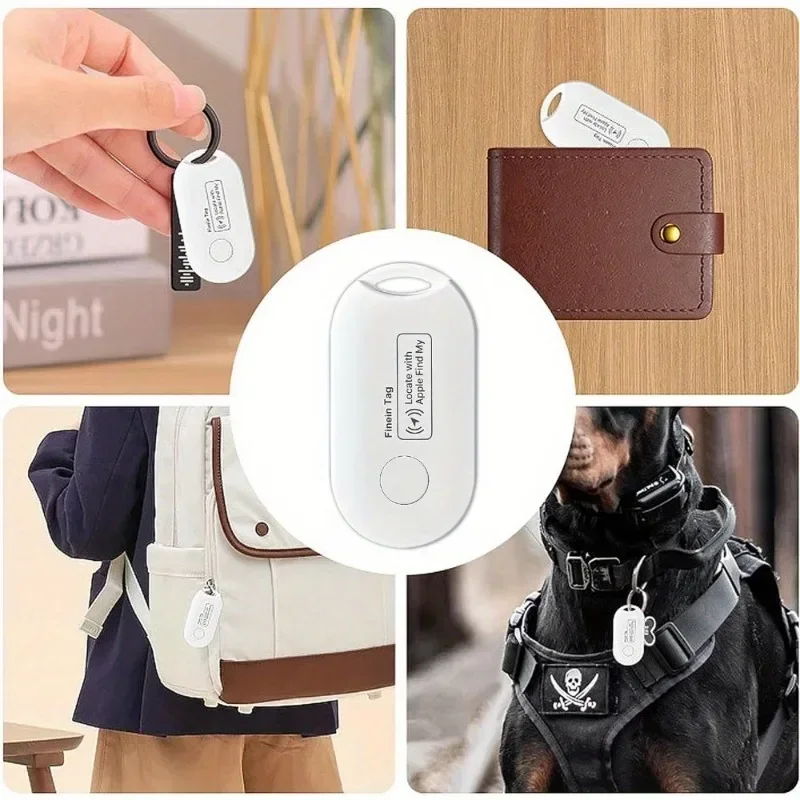 Key Finder Locator with Sound, Works with Apple Find My (iOS only), Replaceable Batteries, Ultra Lightweight, White 2-Pack