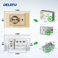DELEFU Gold Tempered Glass Italy USB TypeC Fast Charging Wall Socket Schuko Tuya Wifi Smart Switch Sat TV Tel Doorbell Chile - Image 2