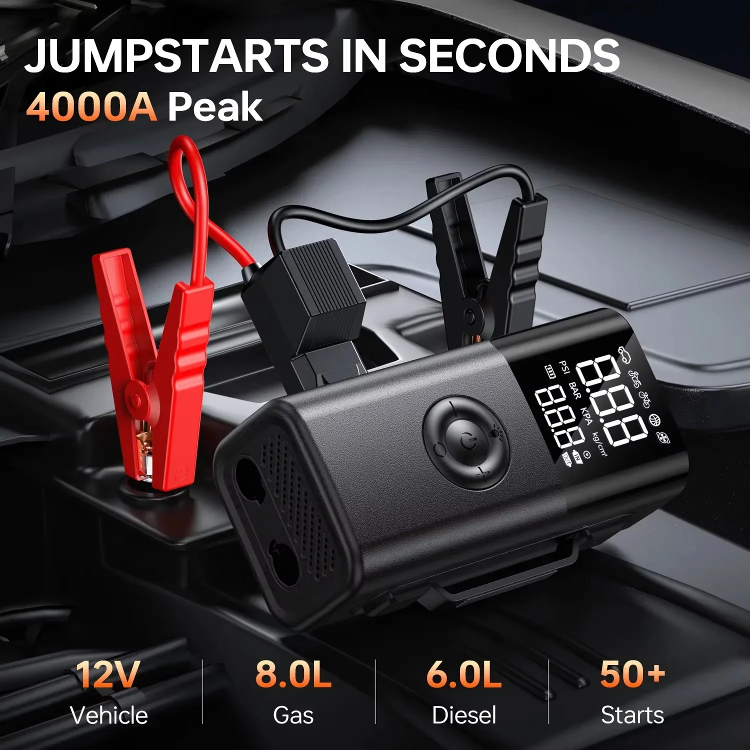 BIUBLE Air Pump Car Battery Booster 150PSI Engine Starting Device Tire Air Compressor 4000A Car Jump Starter Portable Power Bank car jump starter jump starter
