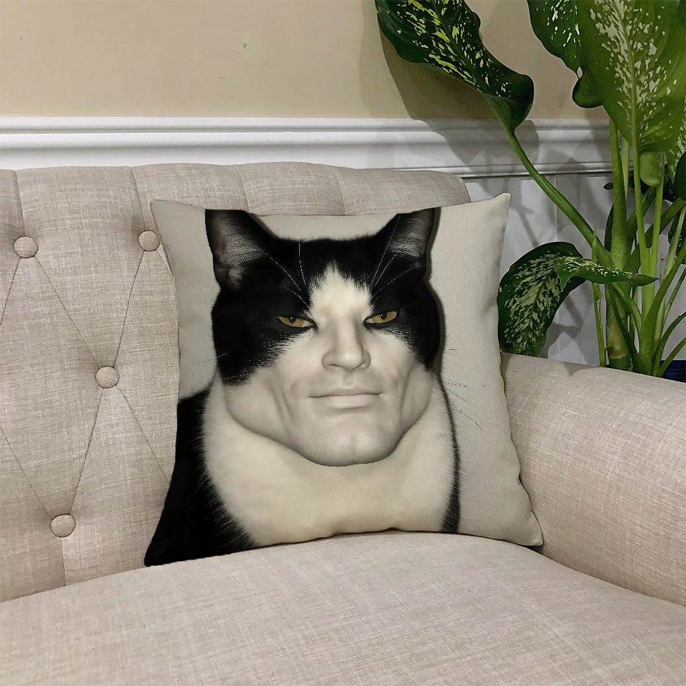 Humorous Cat Meme Skin-Friendly Sofa Cushion Cover