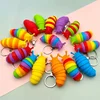 Mini Fidget Slug Keychain Toys 3D Articulated Stretch Caterpillar Sensory Stress Relief Flexible Hand Toy Keyring Bag Pendents 1