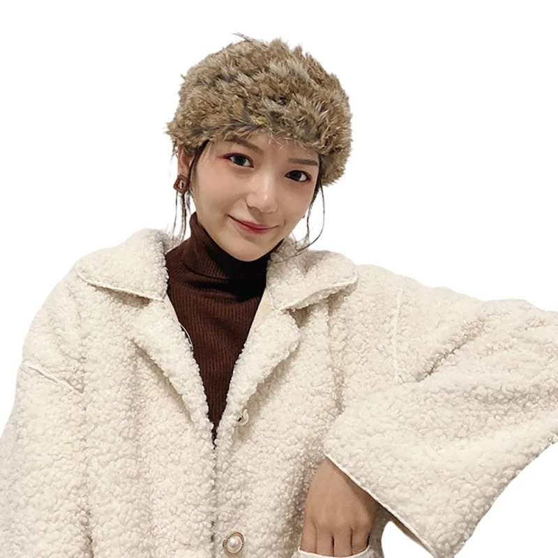 

Warm Rabbit Fur Hairband For Women Thick Fashionable Retro Elastic Wide Edges Casual Winter Fall Headband For Daily Wear