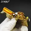 ZORRO 902  Five-face Carving Constantine Cross Brass Kerosene  Lighter 3