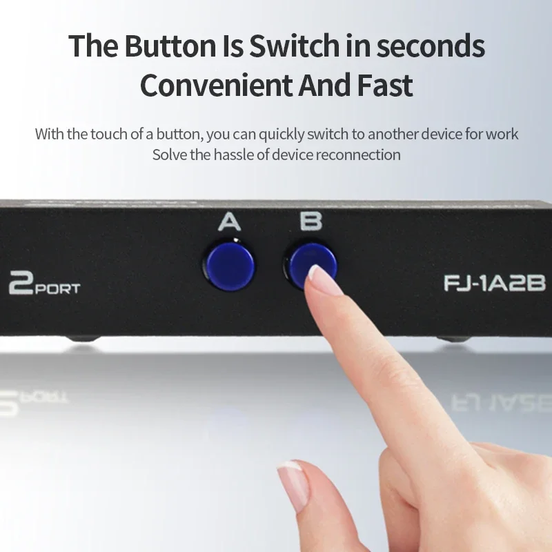 4 Ports USB 2.0 Sharing Switch Switcher 4 or 2 in 1 Out Printer Cable Adapter Box For PC Scanner Printer Laptop Desktop Computer 4