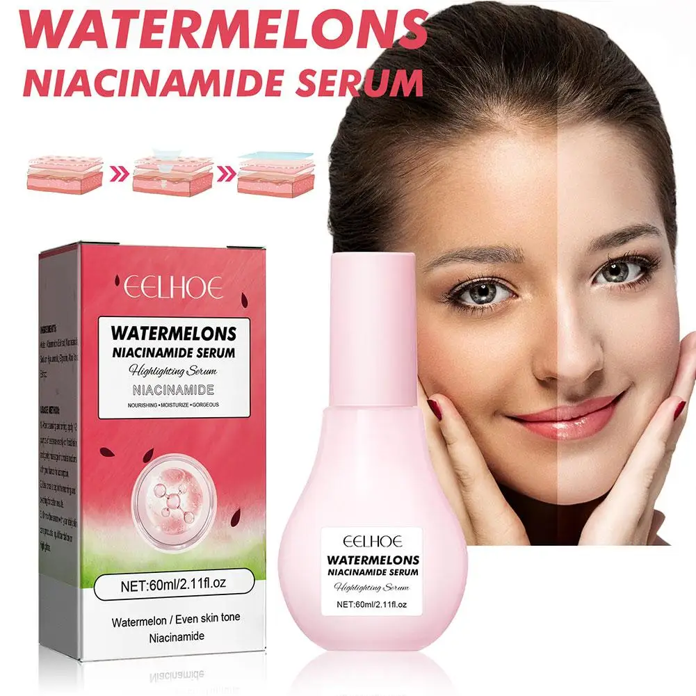 

60ml Watermelon Glow Niacinamide Dew Drops Serum Makeup Hydrating Priming Serum Liquid Face Highlighter Serum Lightw V6x5