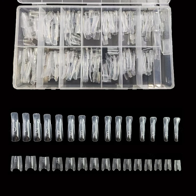 240개 듀얼폼 네일 폼 - 네일 몰드, 빠른 네일 연장 가능, 종이 폼 필요 없음, 15가지 사이즈 플라스틱 폼, 살롱 네일 아트 도구