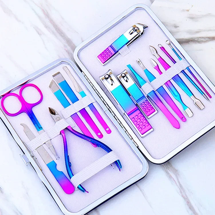 Nail Clipper Set Colorful Manicure Cutters Stainless Steel for Household Pedicure