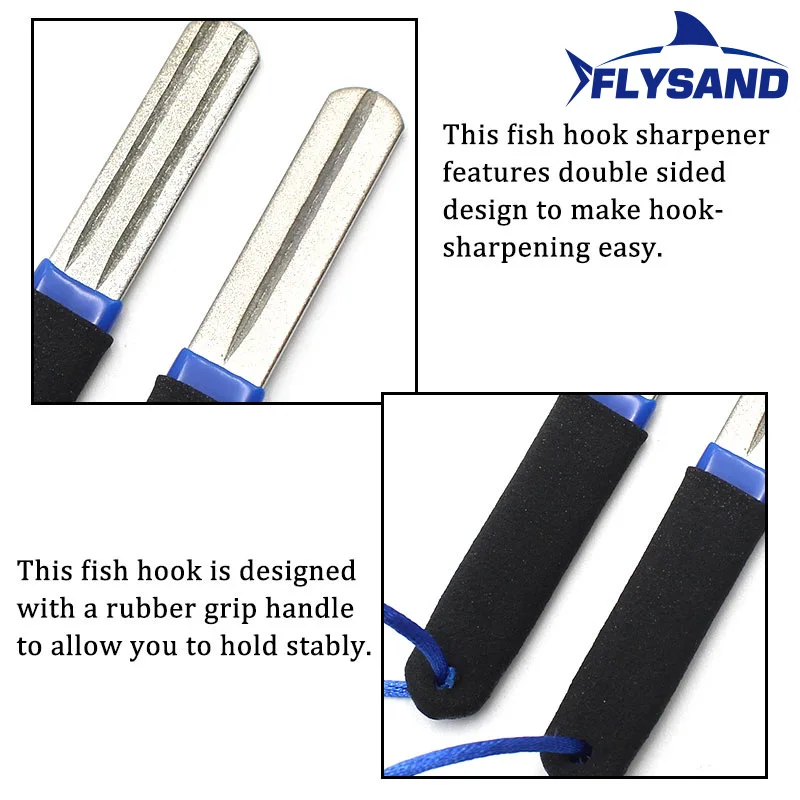 FLYSAND Portable Outdoor Double Groove Fishing Hook Sharpening Hone New Fishing Grinding Hook Sharpener Tool Accessories