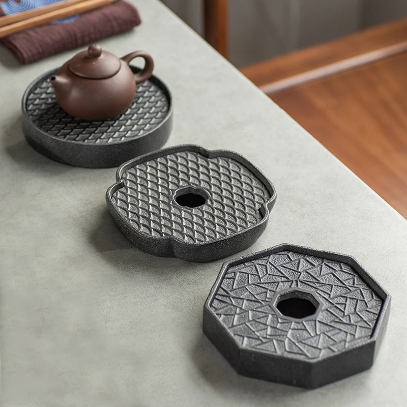 

3 Style Natural Stone Tea Tray Water Storage Teaware Board Table Accessories KungFu Tea Set Ceremony Tool Home Decor Black Plate