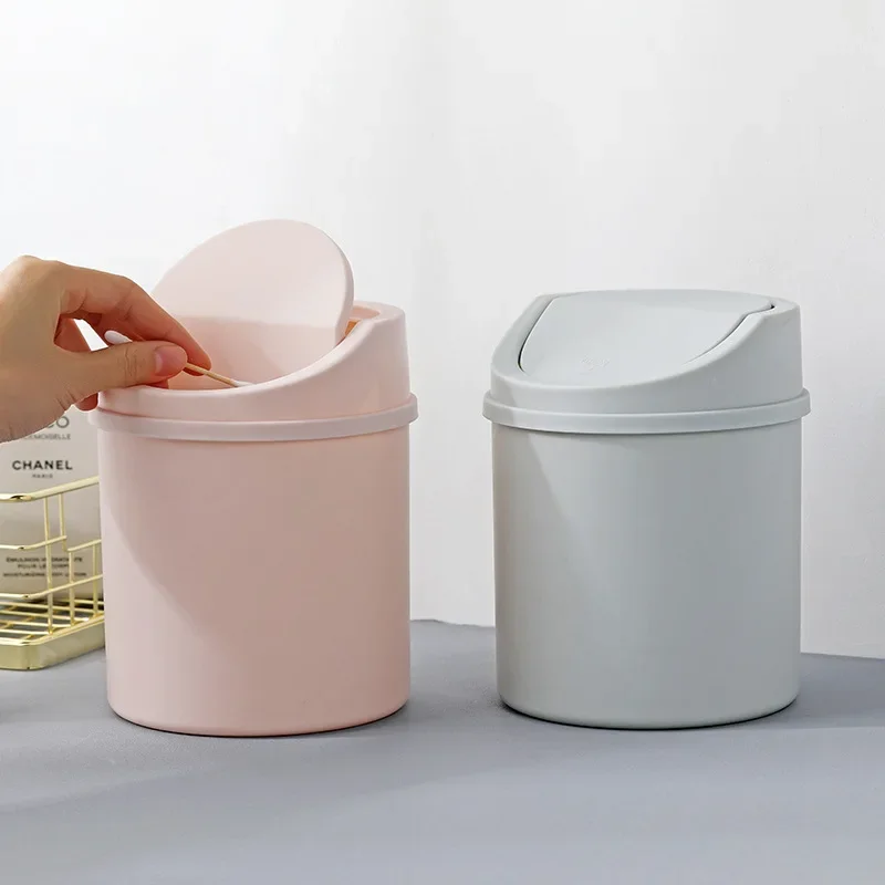 

Home Desk Dustbin Mini Desktop Bin Small Trash Can Tube with Cover Bedroom Trash Can Garbage Can Clean Workspace Storage Box