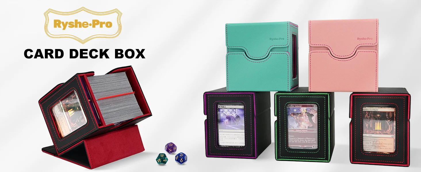 Ryshepro Commander Deck Box mit Sichtfenster für MTG, passend für über 100 doppelt gesleevte Karten, magnetische Kartenaufbewahrungsbox für TCG PTCG – Detail 1