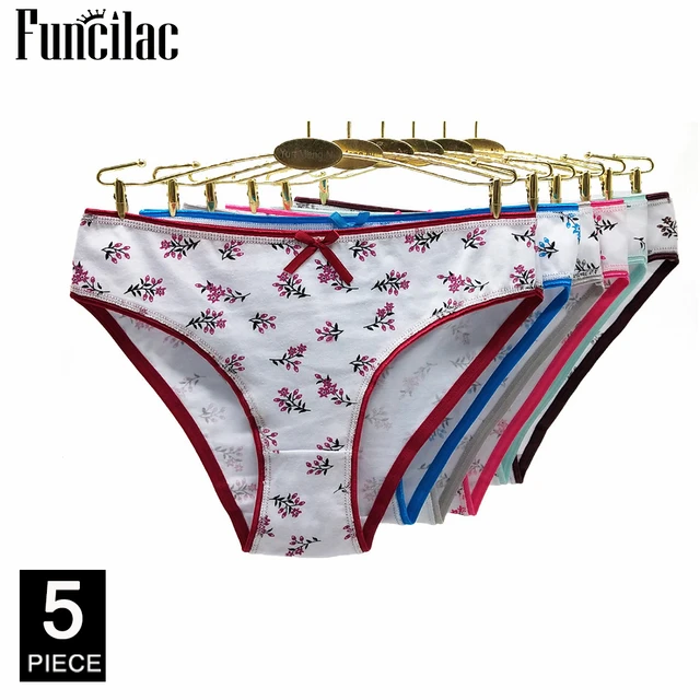 Woman Underwear Cotton Floral Print Low Rise Briefs Ladies