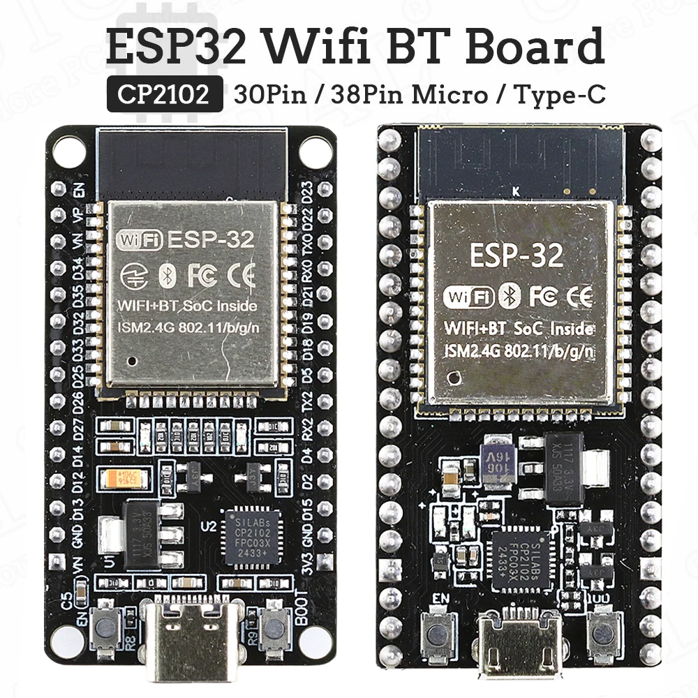 ESP-32 Development Board 2.4G WIFI Bluetooth Module 30Pin 38Pin CP2102 Micro Type-C Ultra-Low Power Consumption Dual Core ESP-32