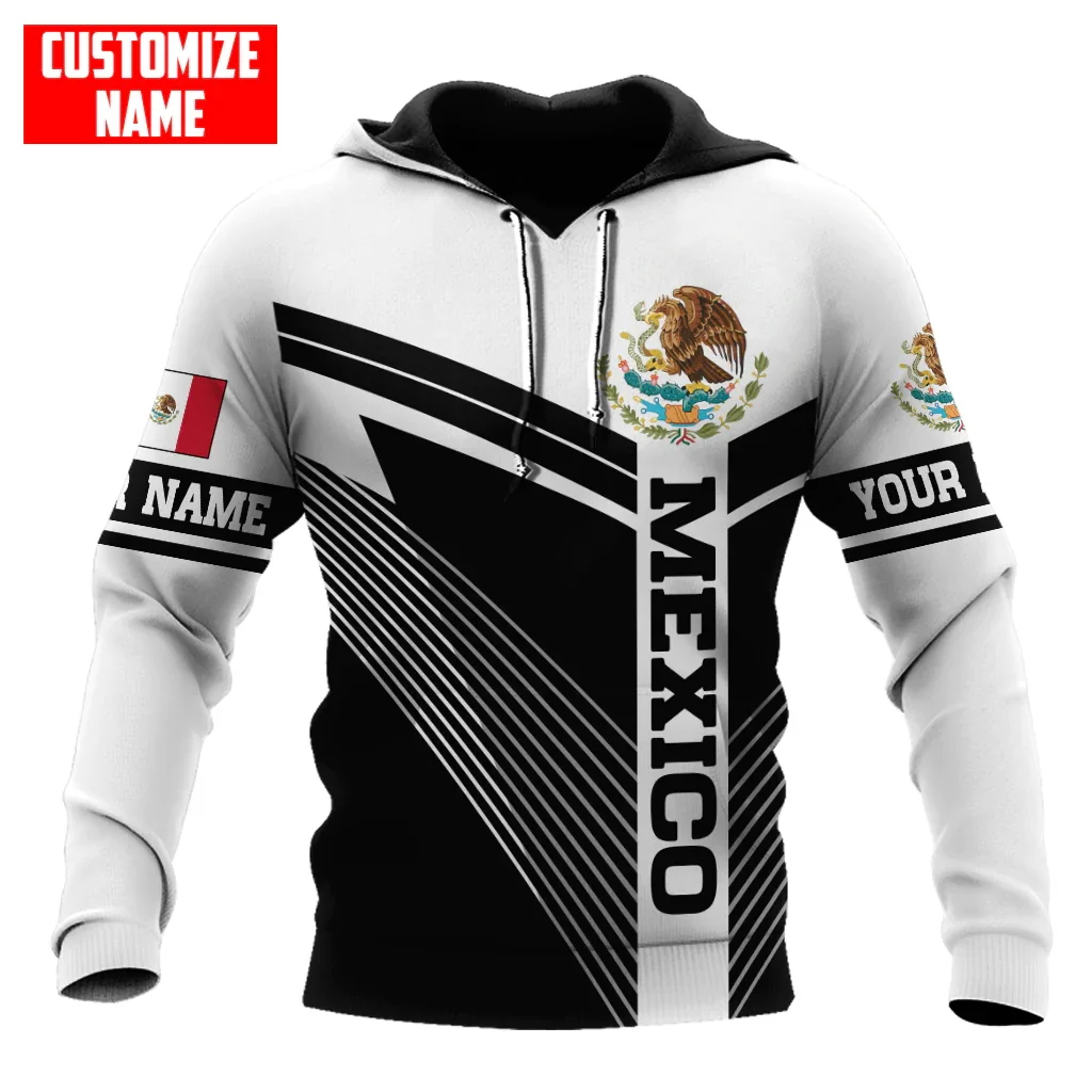 Mexico National Flag Print Hoodies For Men Fashion 3D Eagle Pattern New in Sweatshirts Hip Hop Harajuku Oversized Pullover Tops