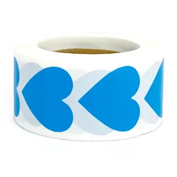 Round Heart Handmade Stickers - 1 - inch Black, White, and Pink Paper Decorations for Scrapbooking and Gifts (Heart - Blue)