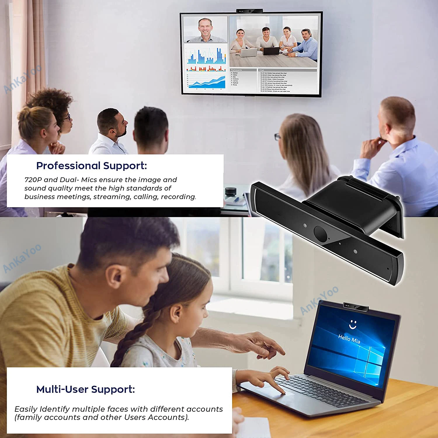 PC Webcam PC Web Camera Computer Camera Facial Recognition Webcam Windows Hello Full HD 1080P 30FPS Compatible with Windows 10、11 Easy Login for Desktop & Laptop