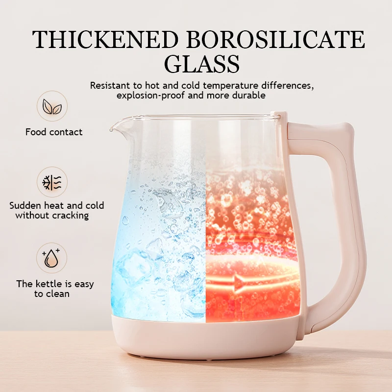 SUNATUR Kettles Electric Glass 220V Multifunction Health Pot Milk Fruit Tea Coffee Water 800W 24-hour Heat Preservation 3