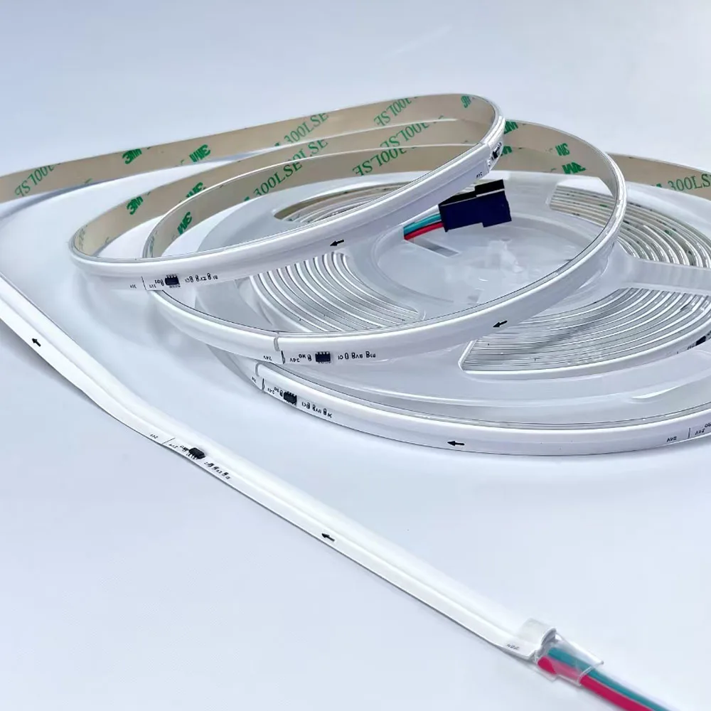 WS2811 RGBIC COB LED 측면 발광 얇은 LED 스트립 라이트 테이프 DC 24V WS2812B IC 픽셀 주소 지정 가능 디스플레이 자동차 슬릿 라이트용