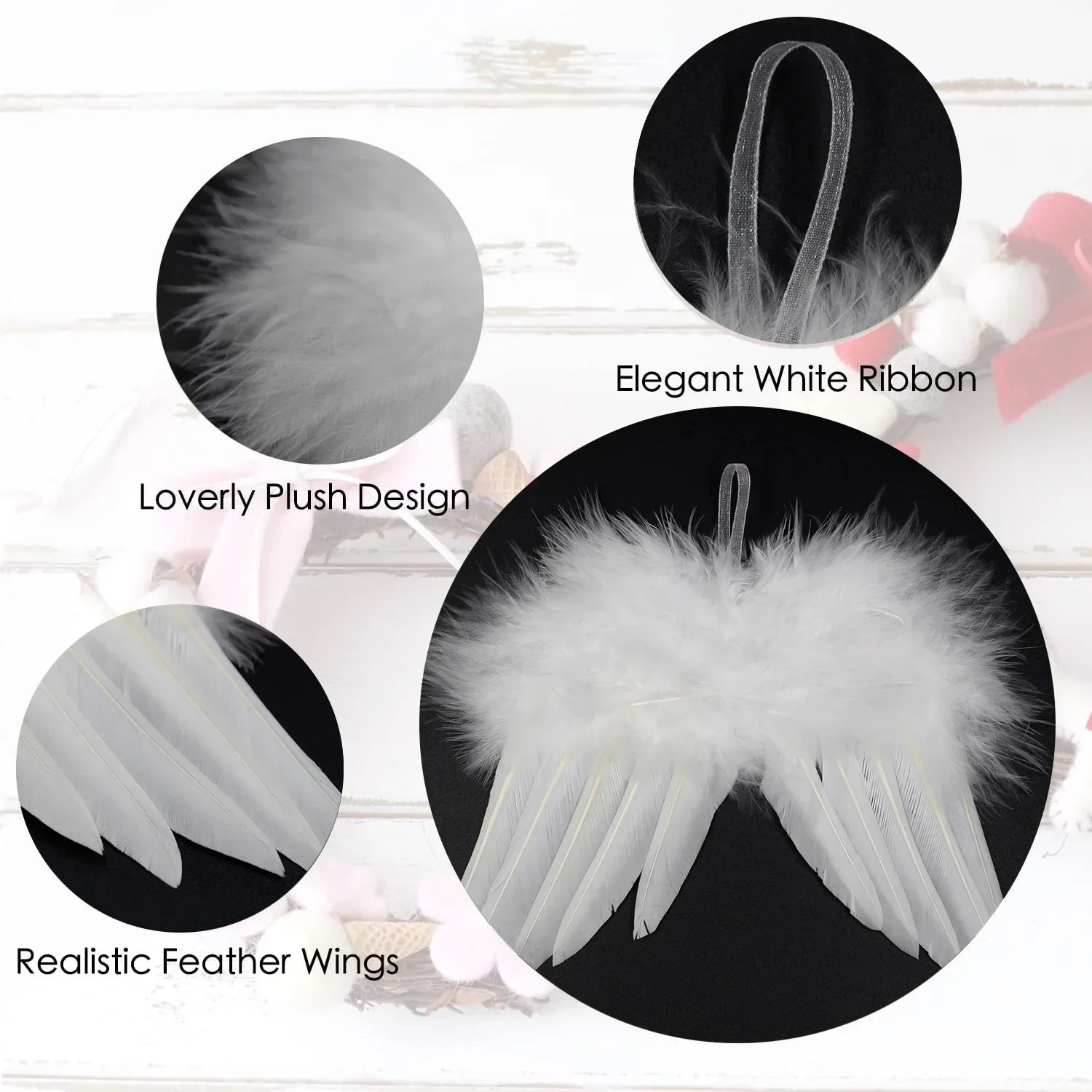 Angel White Feather Wing Christmas Tree Decor Hanging Ornament High Quality White Wedding Ornament for Christmas Xmas 1/5/10PCS christmas decorations