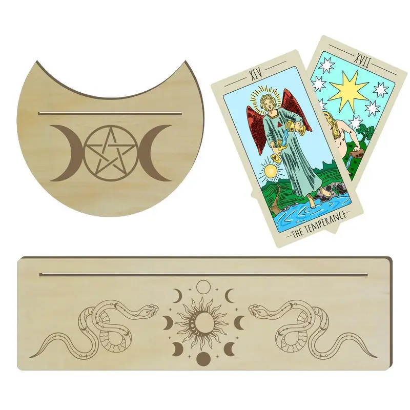 

Подставка для карт Tarot, держатель для карт, 2 шт., держатели для алтаря в форме Луны и прямоугольная искусственная подставка для алтаря для гадания ведьмы