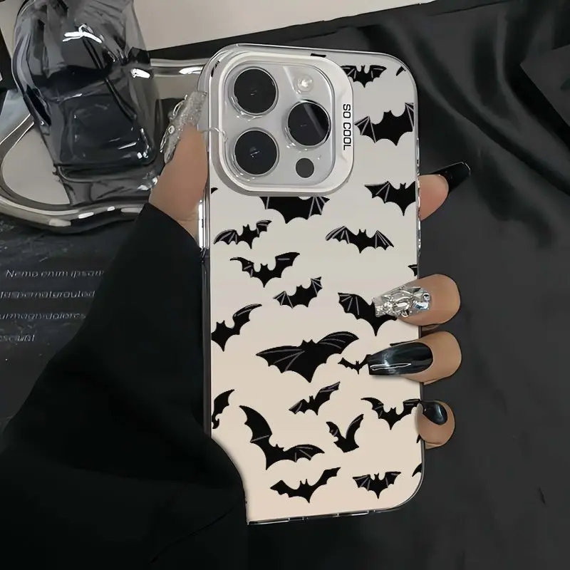 Sleek Black Bat Shockproof Matte Phone Case - Full Screen Protection