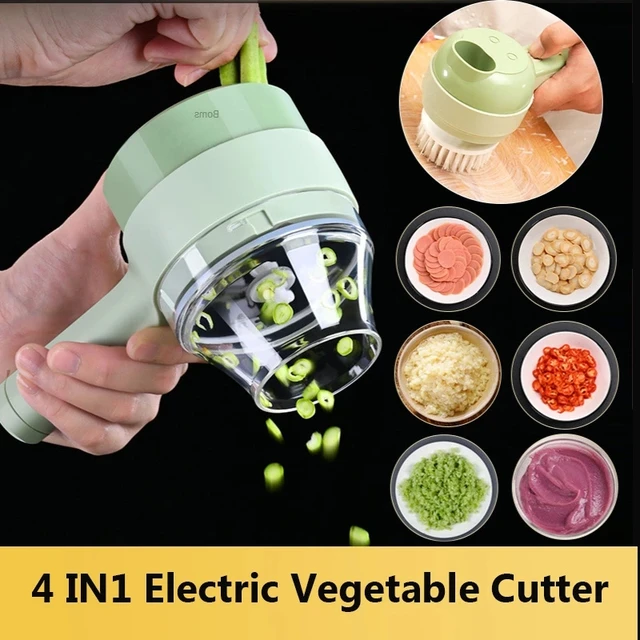 4 In 1 Multifunction Food Chopper Slicer Electric Vegetable Cutter Masher  USB Wireless Garlic Crusher Grinder Kitchen Gadgets - AliExpress