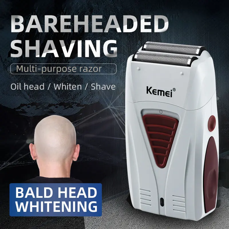 Kemei Men's Professional Hair Clipper 0mm Bareheaded Hair Removal Men's Razor High Quality Electric Shaver for Men Cordless