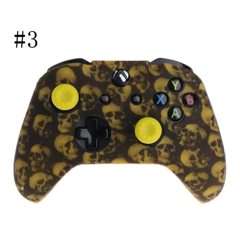 Skull Pattern Silicone Gamepad Cover+2 Joystick Caps For XBox One X S Controller пабг джостики чехол для джойстика джоки 조이스틱 