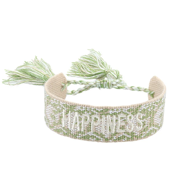 Boho tissé broderie amour poignet tricoté Bracelets d'enveloppement corde à la main tissage tressé glands ethnique femmes hommes bijoux