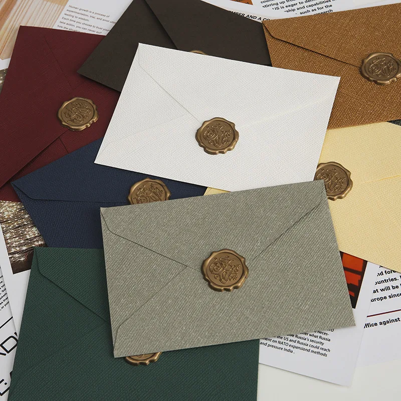 10pcs Woven Linen Colored Triangular Special Paper Retro Style Envelope Kraft Paper Mailing