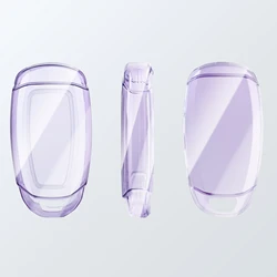 Transparent TPU Car Key Case Cover with Keychain Accessory (Purple)