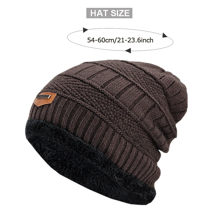 Mützen herren winter mütze frauen strick mützen für männer kappe winter mütze gorro dicke warme krempe fell hauben herren – Detail 10