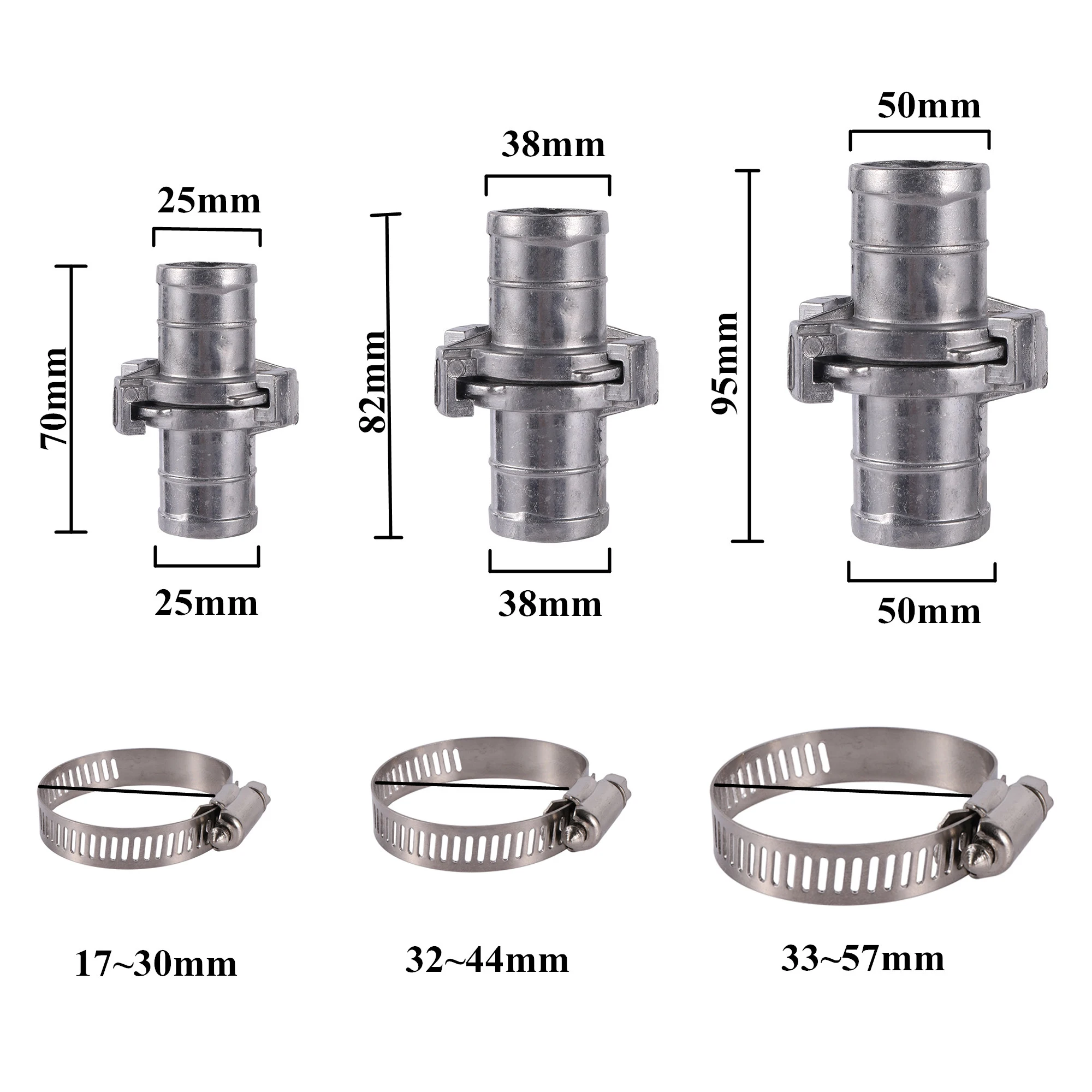 Aluminum Quick Coupling Hose Connector with Clamp for Agriculture and Irrigation