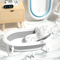 Baby digital temperature sensitive bath tub for baby sitting and lying folding large bath tub household newborn products