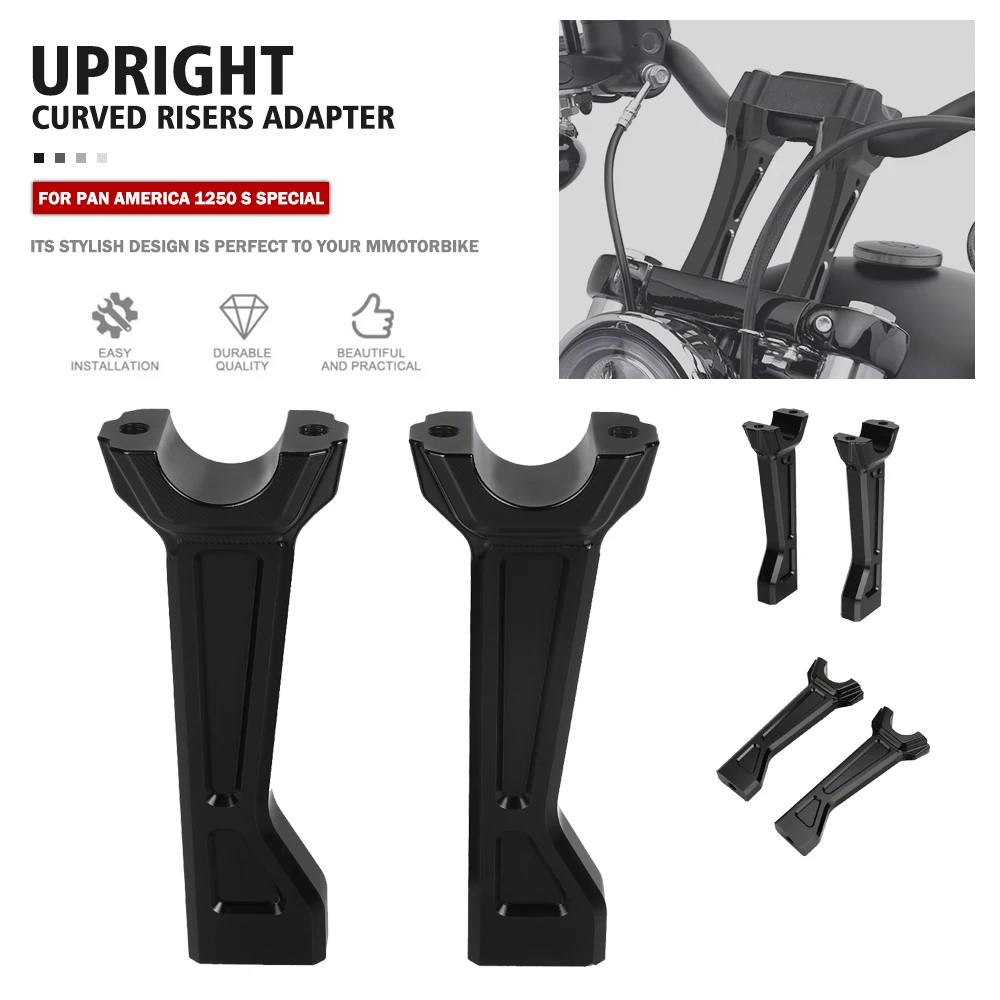 

FOR Pan America 1250 S Special RA1250S 2021 2022 2023 Height Motorcycle Upright Curved Risers Adapter Handlebars Tall Riser