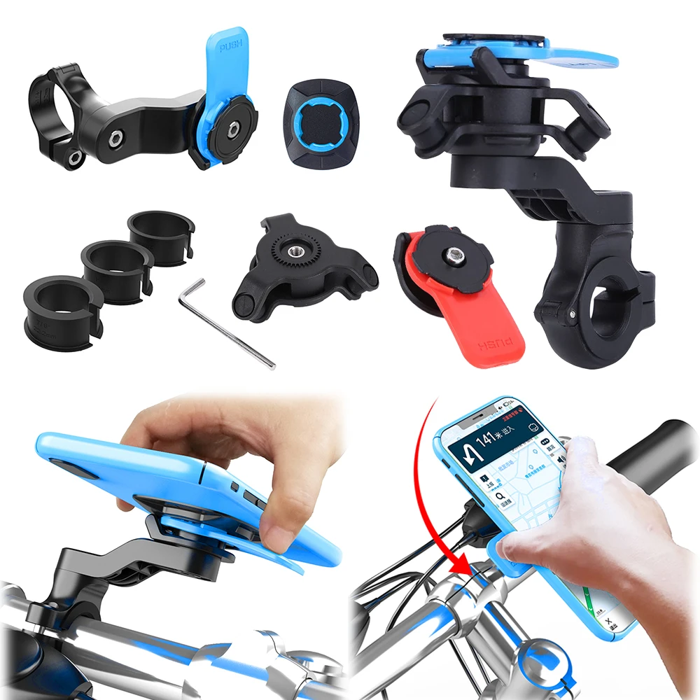 Motorcycle Bike Phone Holder Stand Bicycle Quad Lock Phone Holder Bike  Holder 360° Rotatable for Xiaomi Security Bracket - AliExpress