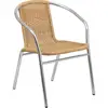 27.5 Inch Round Aluminum Table Set with 4 Rattan Chairs Lightweight Indoor Outdoor Dining Furniture Commercial Residential 5