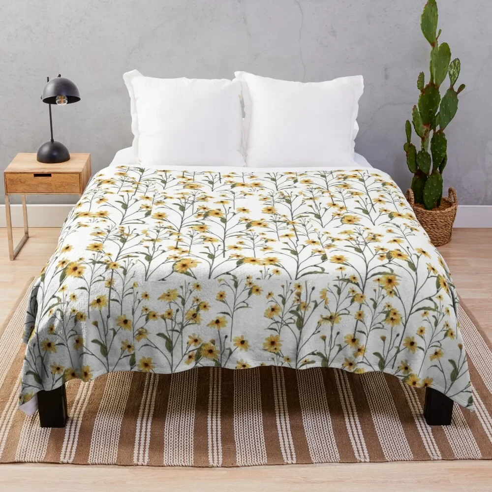 

yellow flowers pattern Throw Blanket Thin warm winter Bed linens Blankets