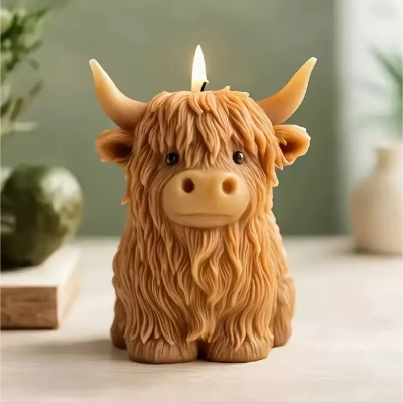 3D 마시는 소 모양 실리콘 몰드 DIY 야크 모양 향초 석고 시멘트 몰드 크리스마스 장식
