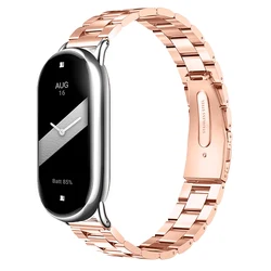 Premium Stainless Steel Replacement Bracelet Strap - Elegant Watchband Accessory for Xiaomi mi band 9 10 (Rose gold)